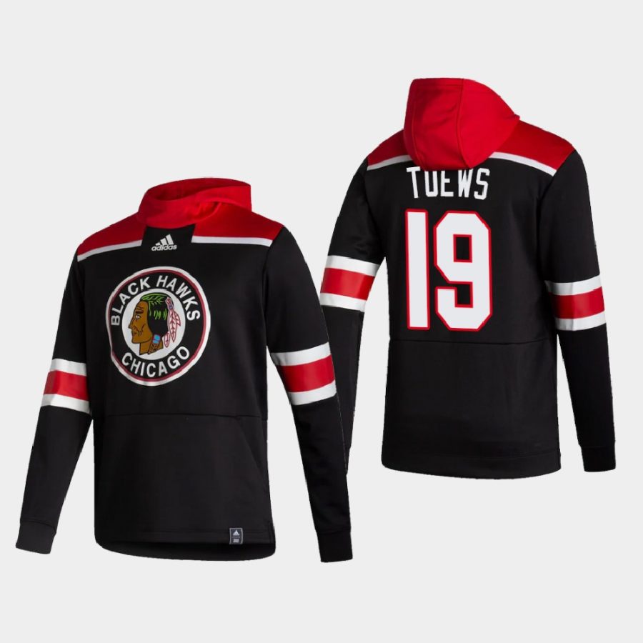 blackhawks jonathan toews black 2021 reverse retro authentic pullover hoodie