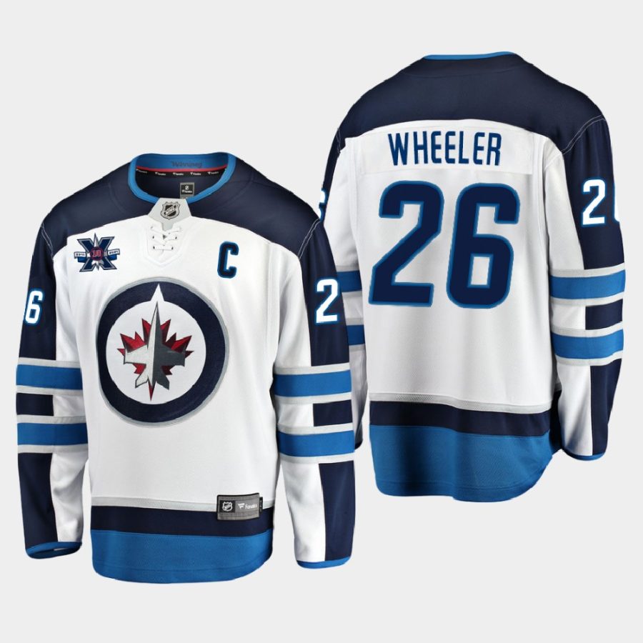 blake wheeler jets white 10th anniversary away jersey