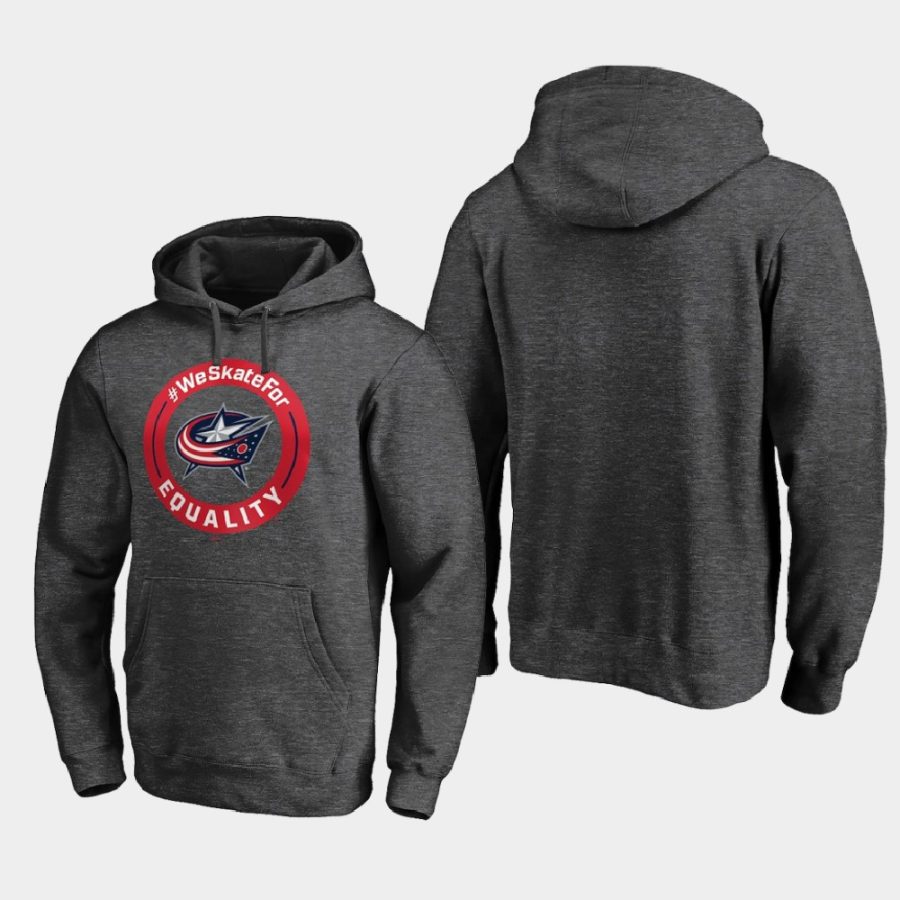 blue jackets heather gray 2020 we skate for equality black lives matter hoodie