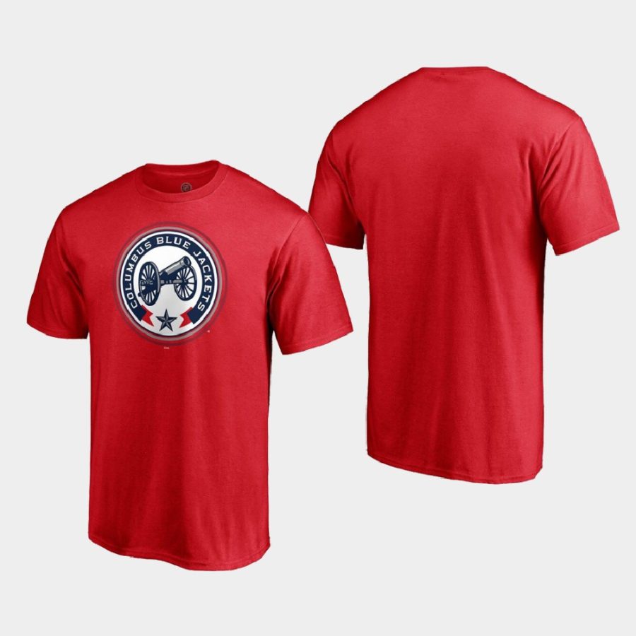 blue jackets red special edition secondary logo t shirt