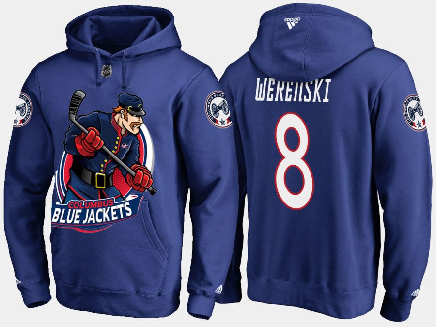 blue jackets zach werenski cartoon team color blue hoodie