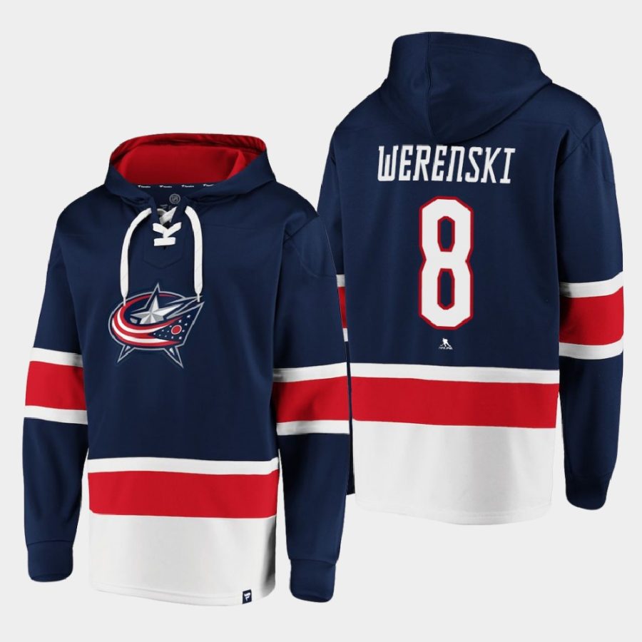 blue jackets zach werenski navy dasher player lace up hoodie