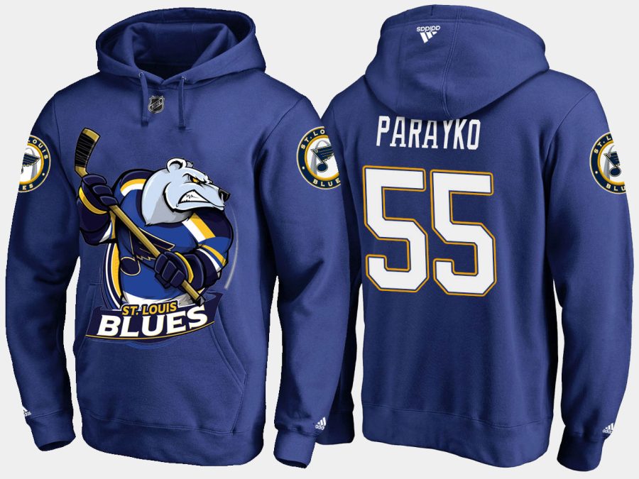 blues colton parayko cartoon team color blue hoodie