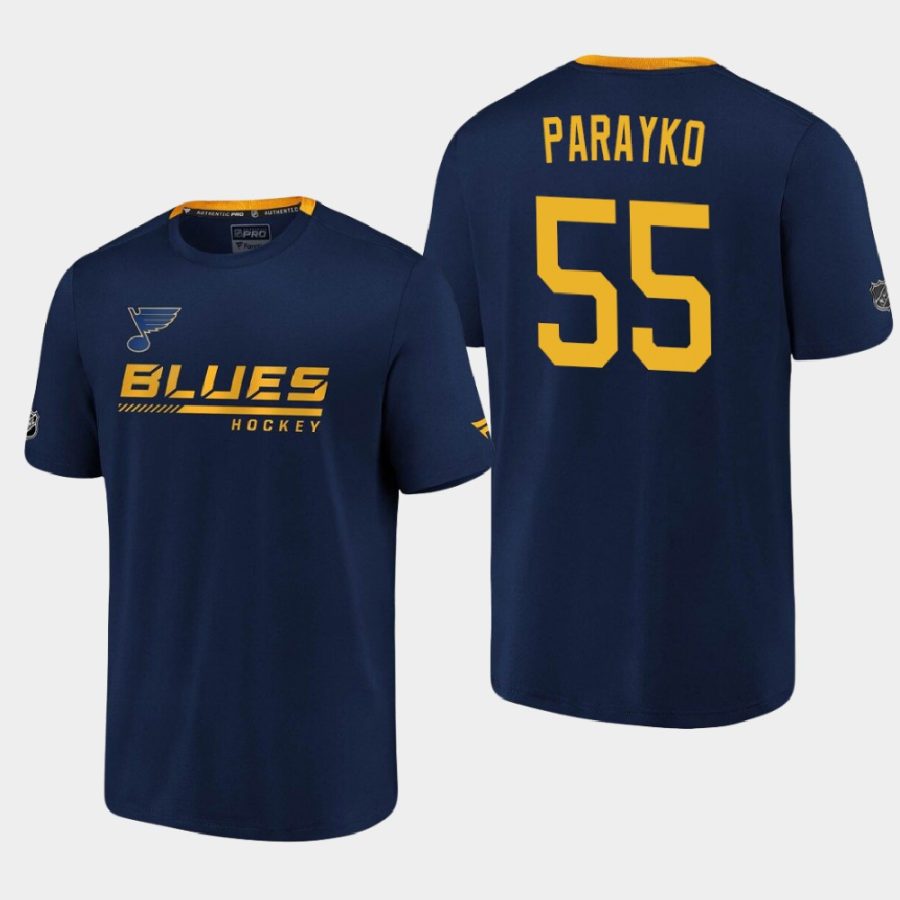 blues colton parayko navy 2020 21 locker room performance authentic pro t shirt