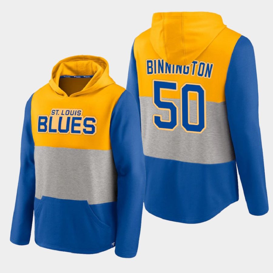 blues jordan binnington gold prep colorblock hoodie