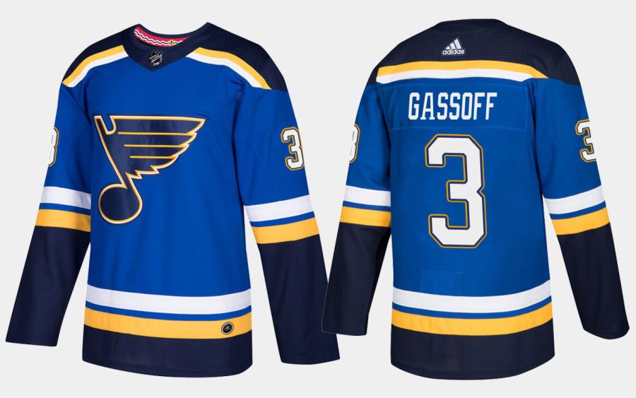 blues retired bob gassoff home blue jersey