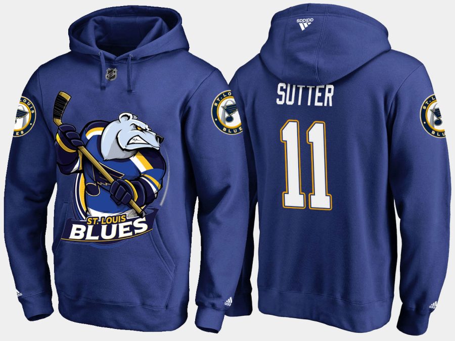 blues retiredbrian sutter cartoon team color blue hoodie