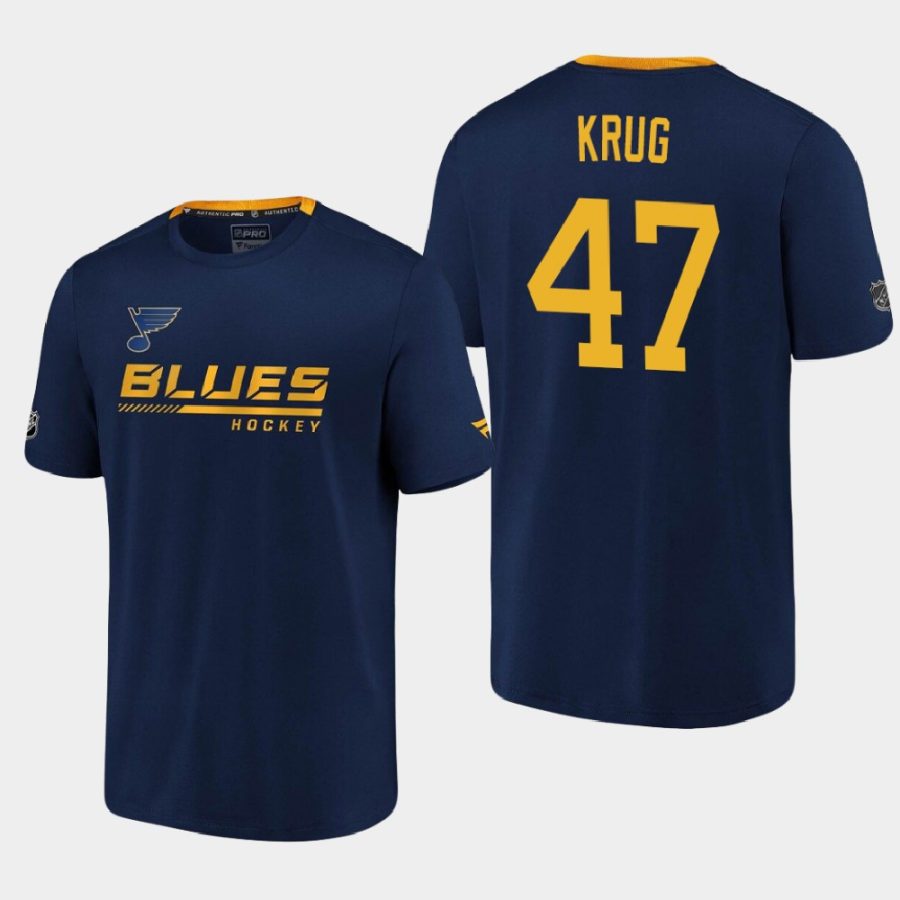 blues torey krug navy 2020 21 locker room performance authentic pro t shirt