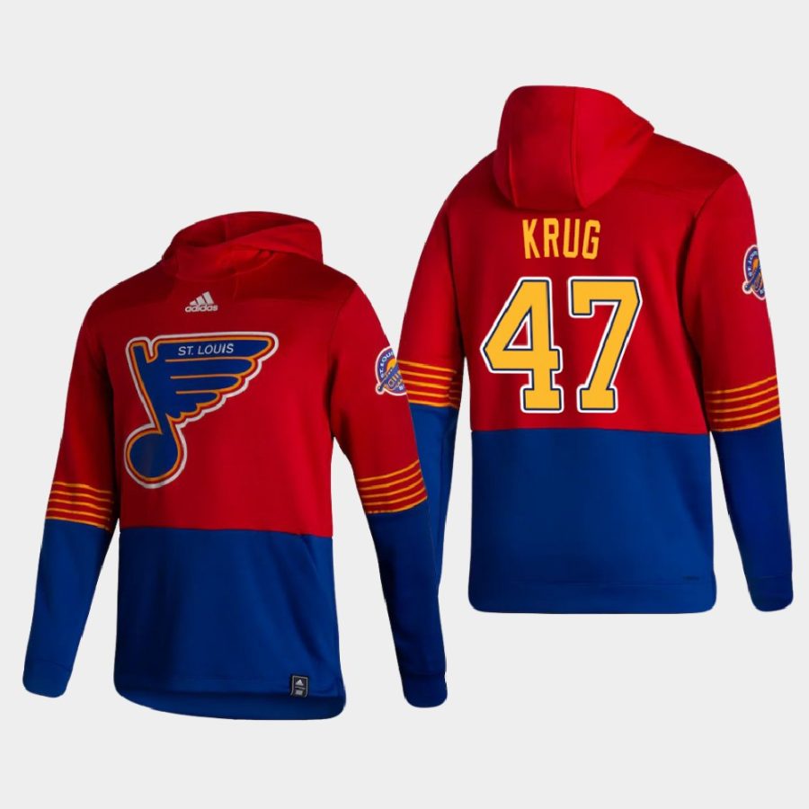 blues torey krug red 2021 reverse retro authentic pullover hoodie