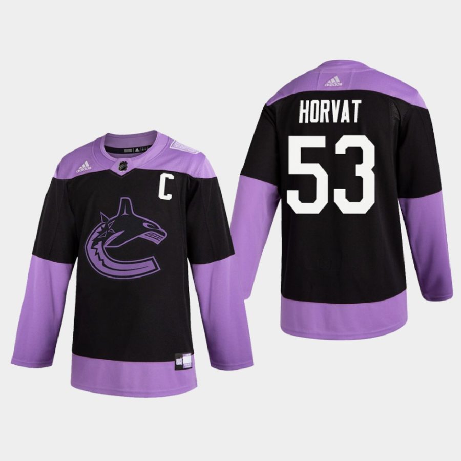 bo horvat canucks black 2020 hockey fights cancer practice jersey