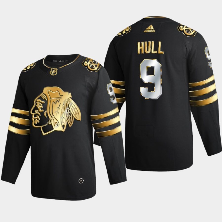 bobby hull blackhawks black retired authentic golden limited edition jersey