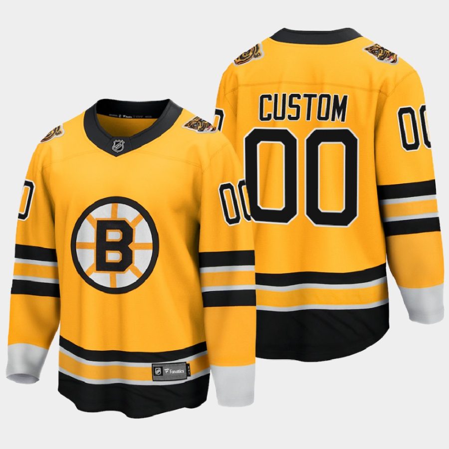 boston bruins custom reverse retro special edition jersey gold