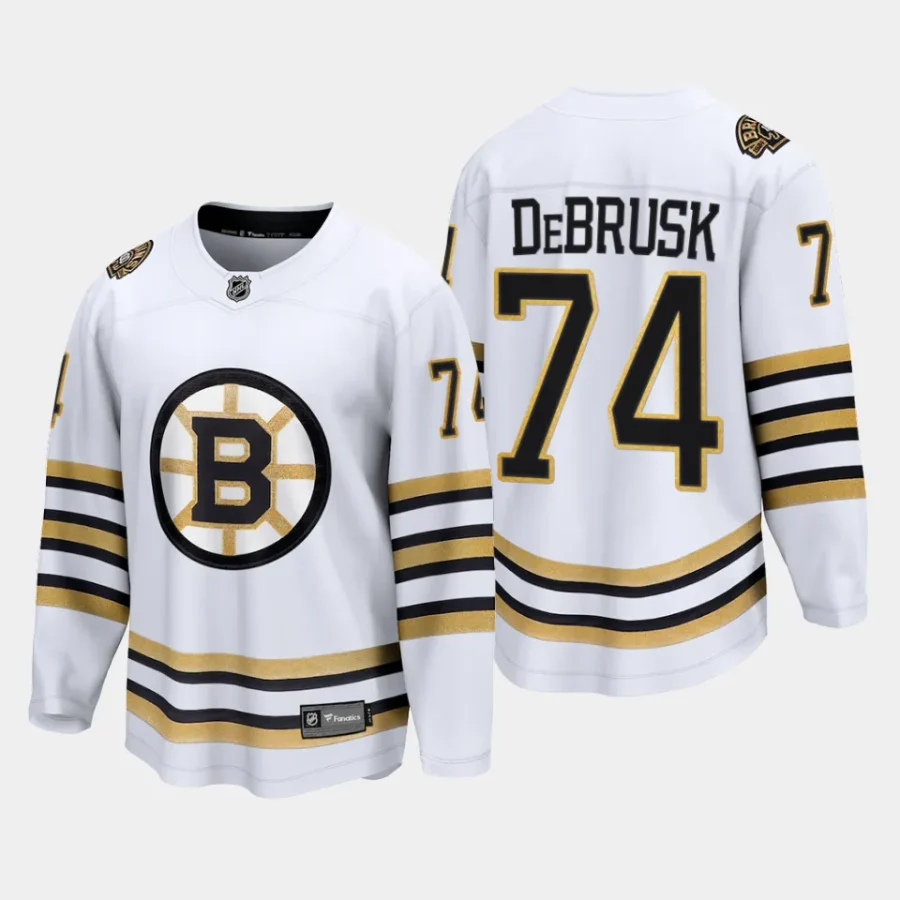 boston bruins jake debrusk 100th anniversary 2023 24 premier breakaway player jersey white