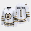 boston bruins jeremy swayman 100th anniversary 2023 24 premier breakaway player jersey white