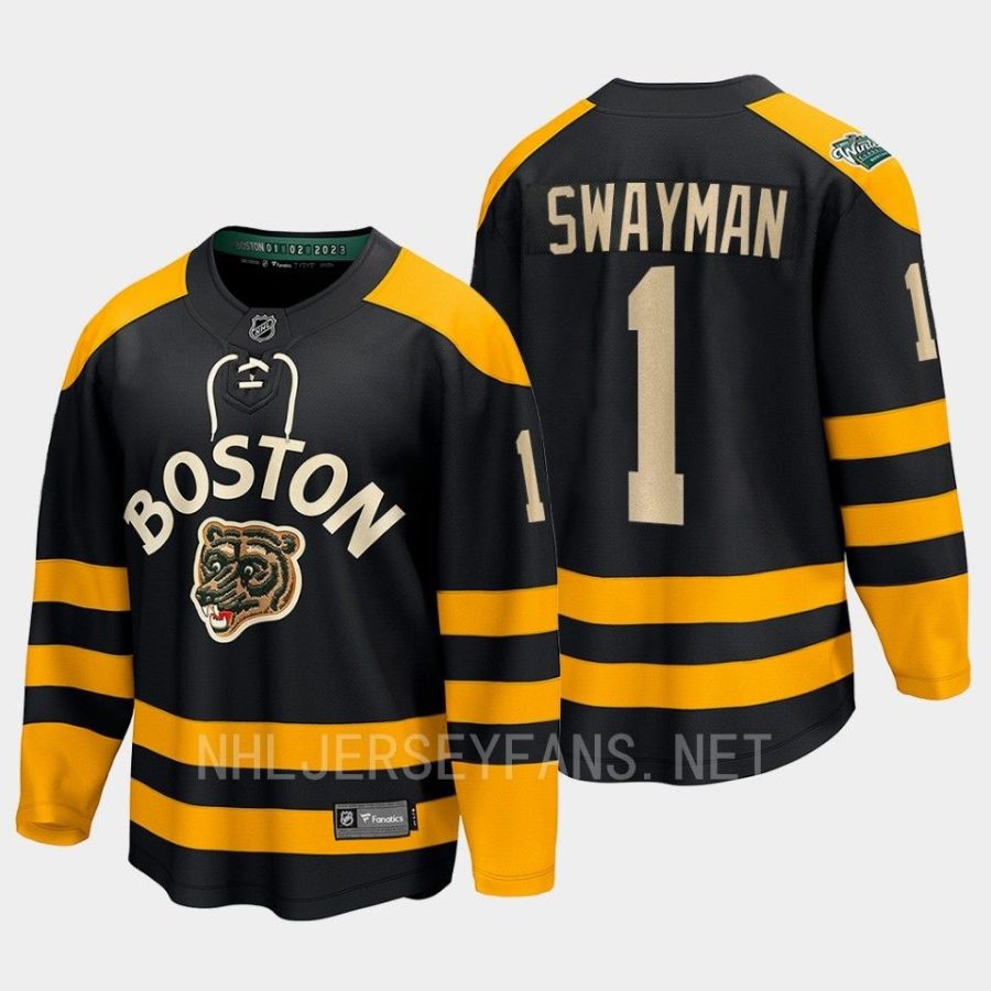 boston bruins jeremy swayman 2023 winter classic breakaway jersey black