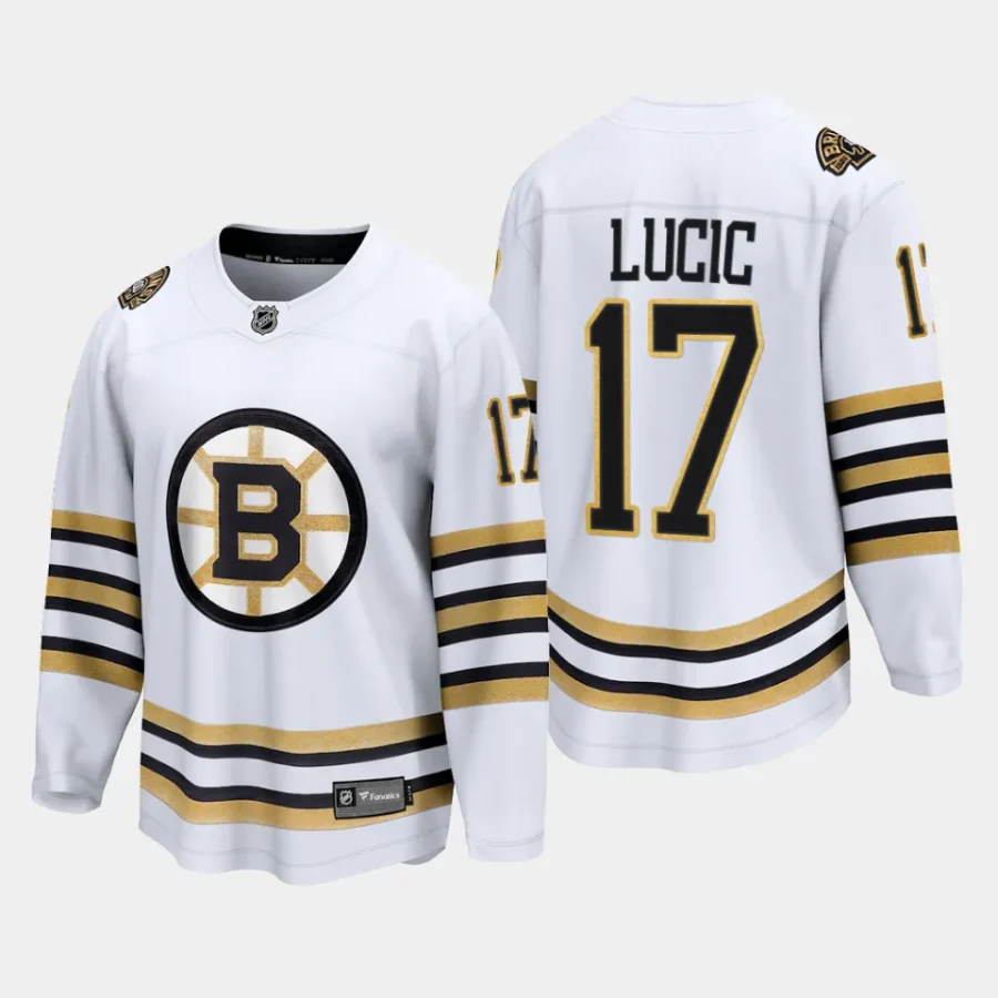 boston bruins milan lucic 100th anniversary 2023 24 premier breakaway player jersey white