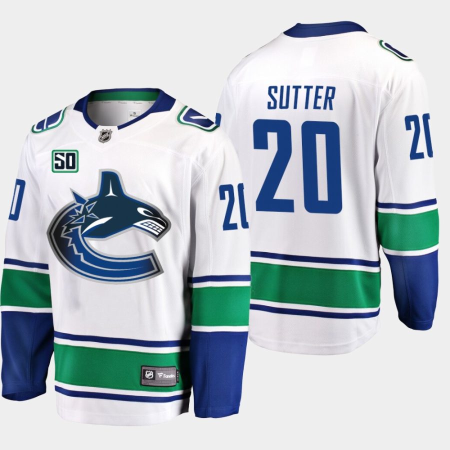 brandon sutter canucks white 50th anniversary away jersey