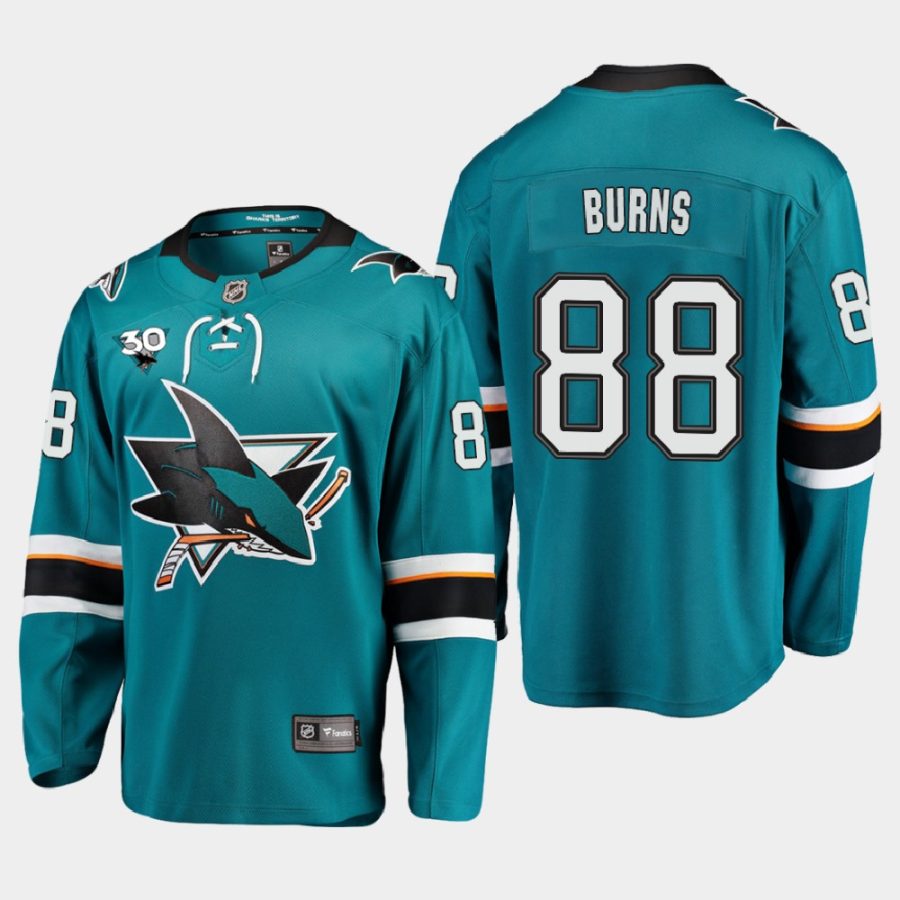 brent burns sharks teal home commemorate 30th anniversary jersey