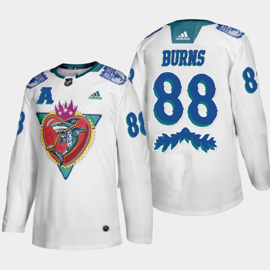 brent burns sharks white los tiburones night jersey