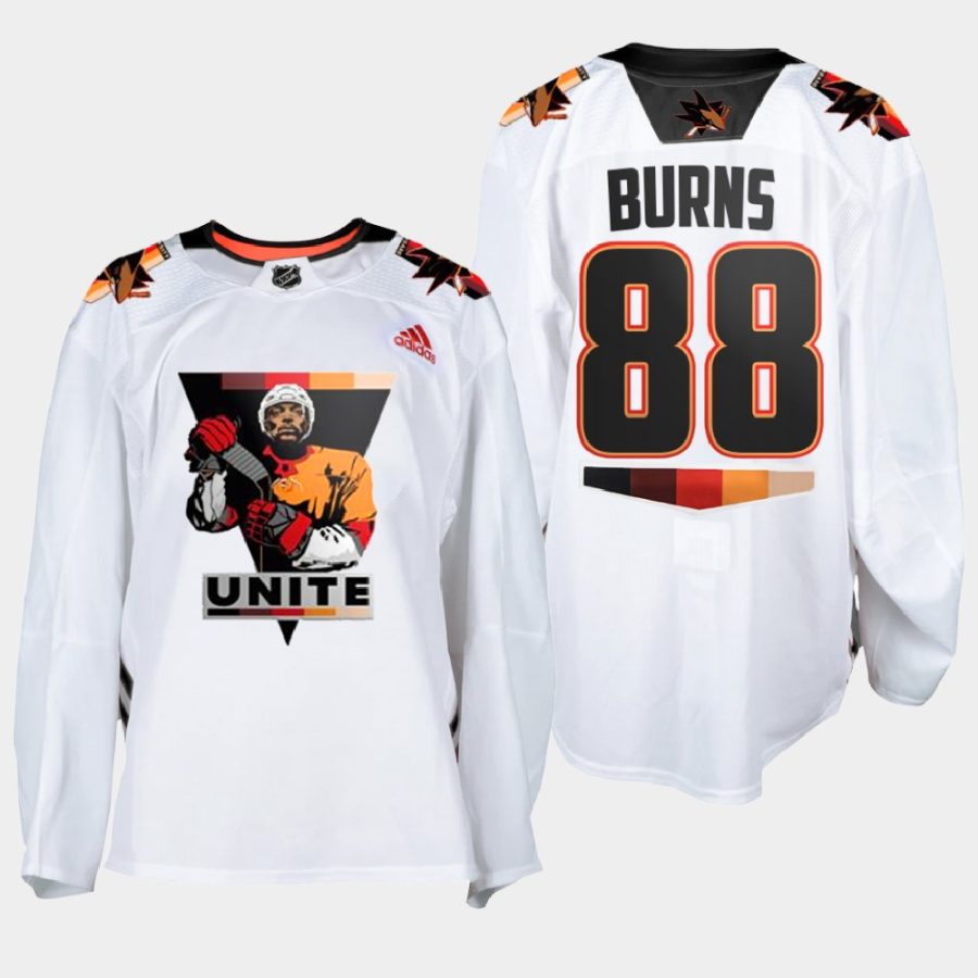 brent burns sharks white terry smith unite special warmup jersey