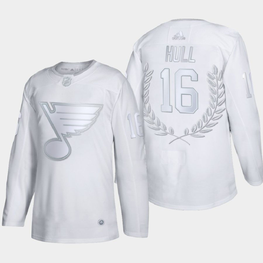 brett hull blues white award hart memorial trophy jersey