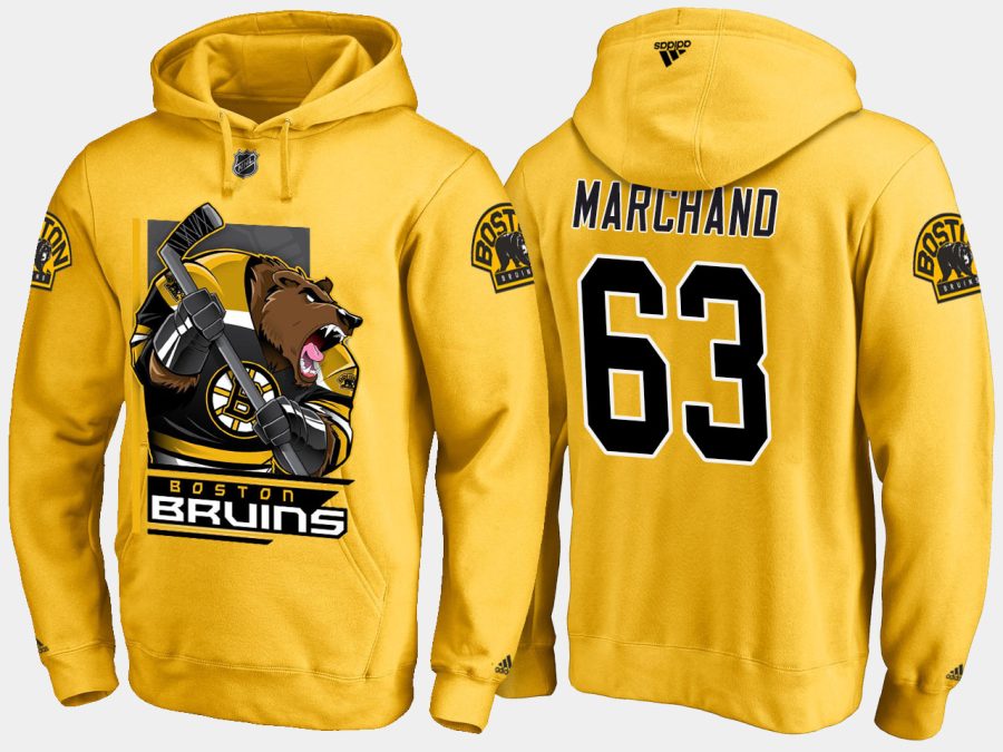 bruins brad marchand cartoon team color gold hoodie