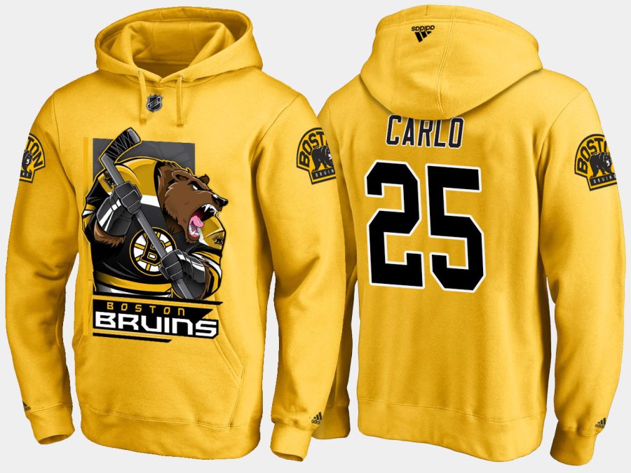 bruins brandon carlo cartoon team color gold hoodie