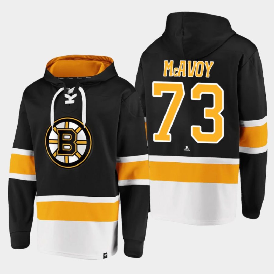 bruins charlie mcavoy black dasher player lace up hoodie