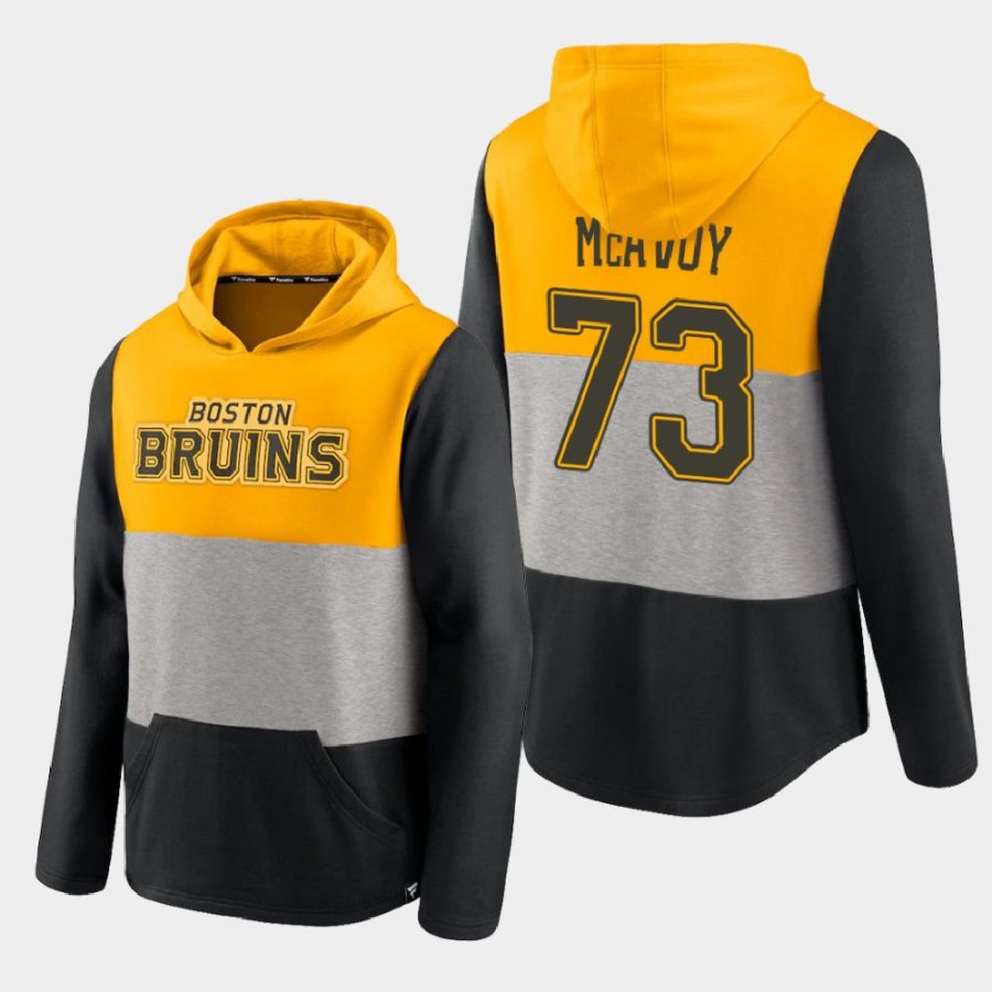 bruins charlie mcavoy gold prep colorblock hoodie