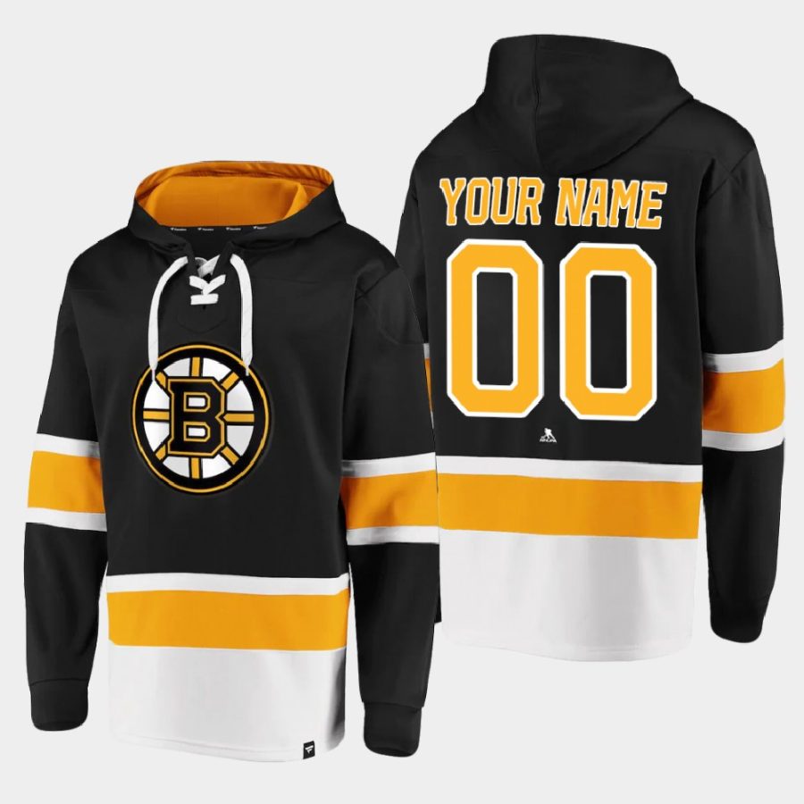 bruins custom black dasher player lace up hoodie