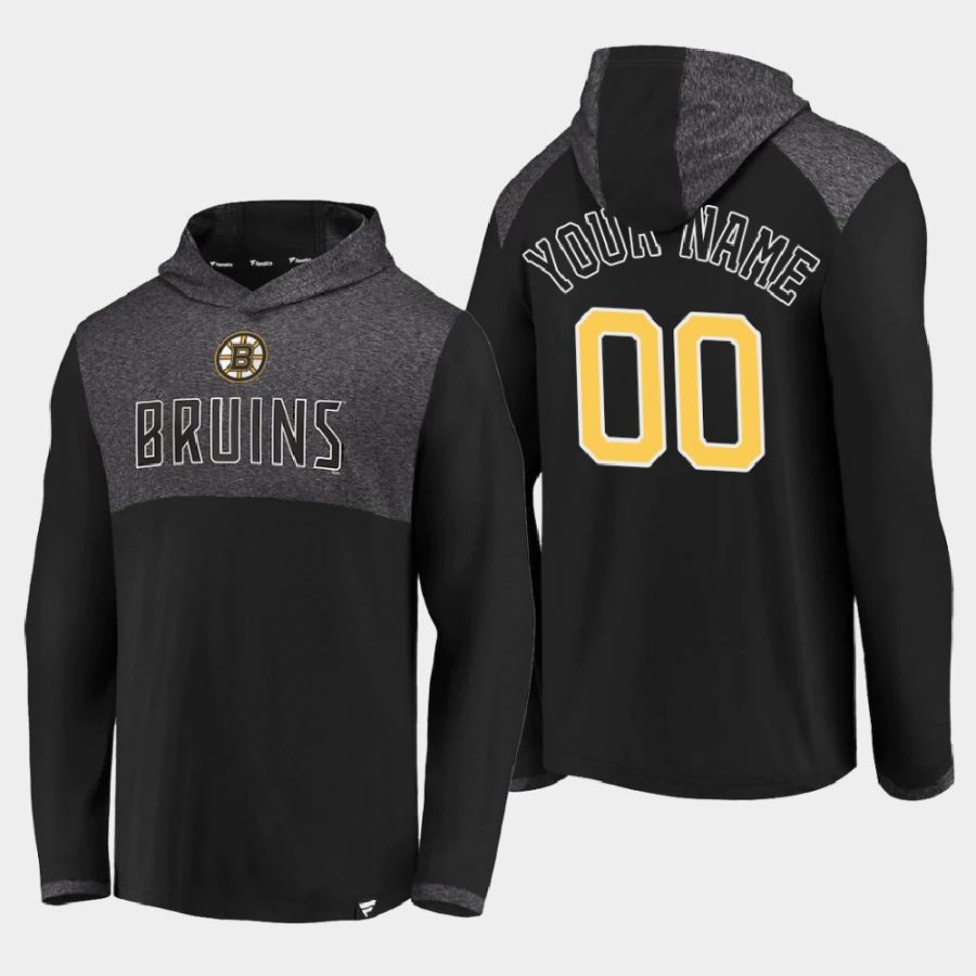 bruins custom black iconic marbled clutch pullover hoodie