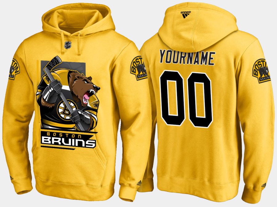 bruins custom cartoon team color gold hoodie