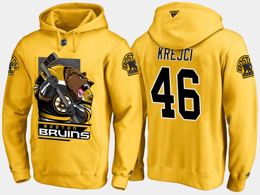 bruins david krejci cartoon team color gold hoodie