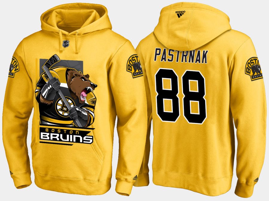 bruins david pastrnak cartoon team color gold hoodie