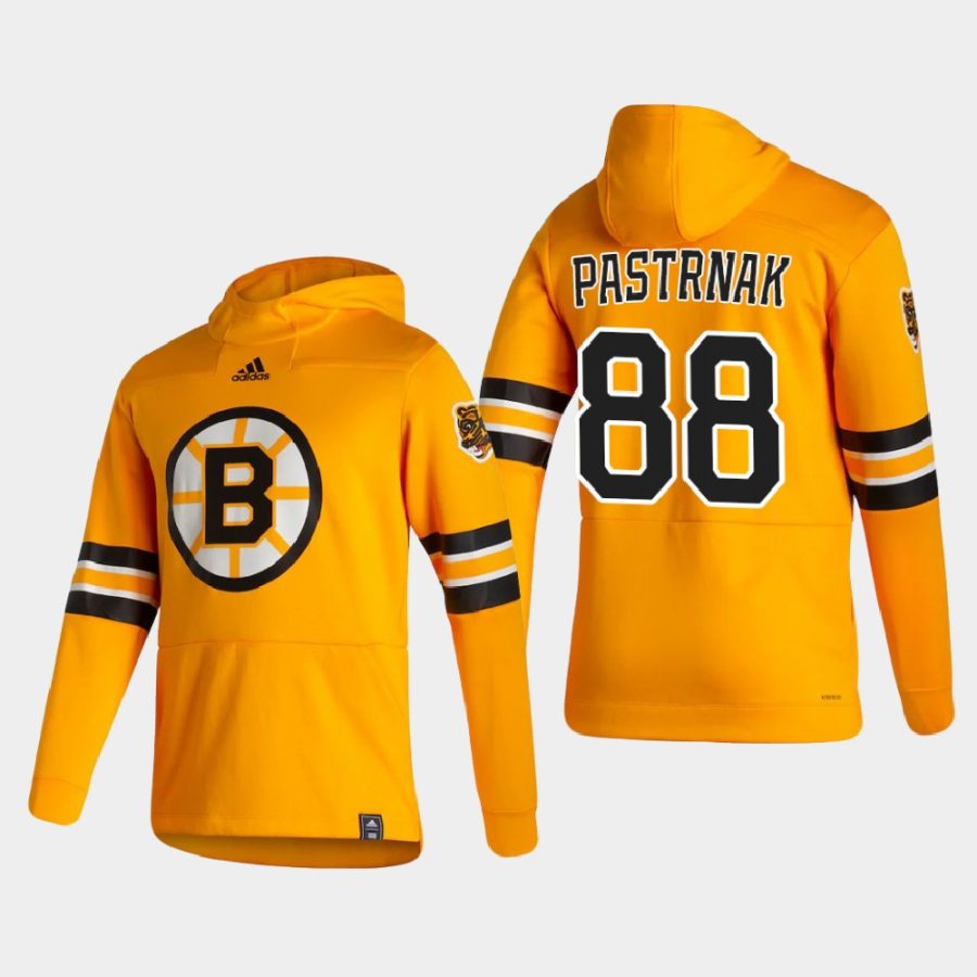 bruins david pastrnak gold 2021 reverse retro authentic pullover hoodie