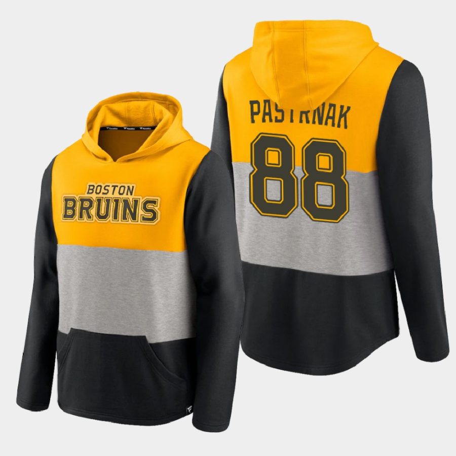 bruins david pastrnak gold prep colorblock hoodie