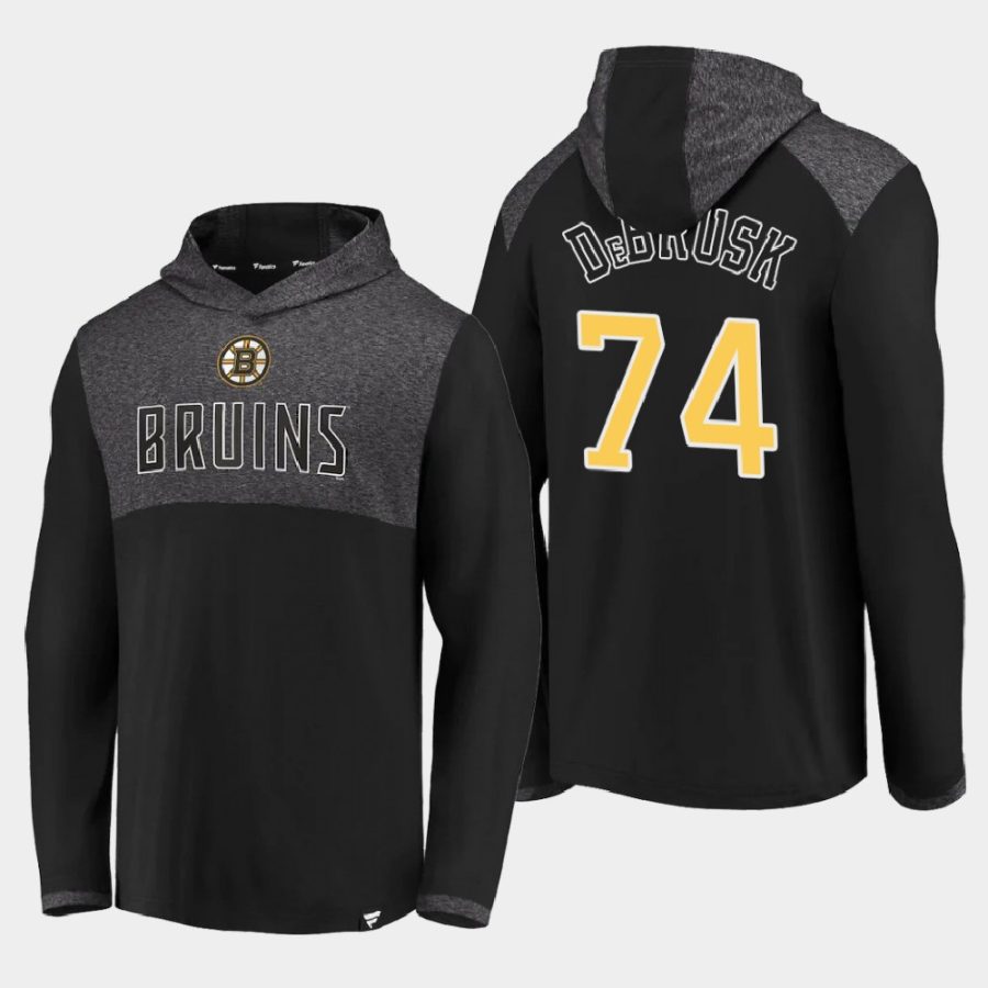 bruins jake debrusk black iconic marbled clutch pullover hoodie