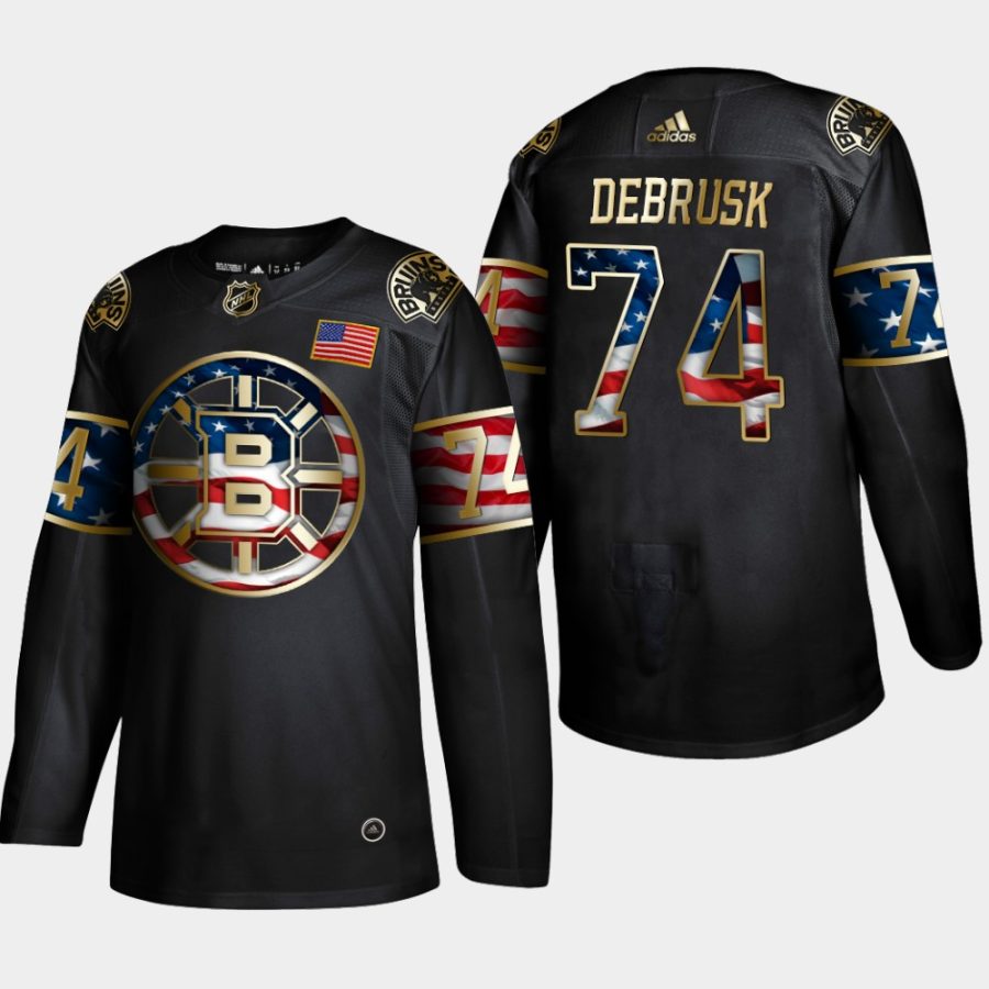 bruins jake debrusk black independence day golden edition adidas jersey