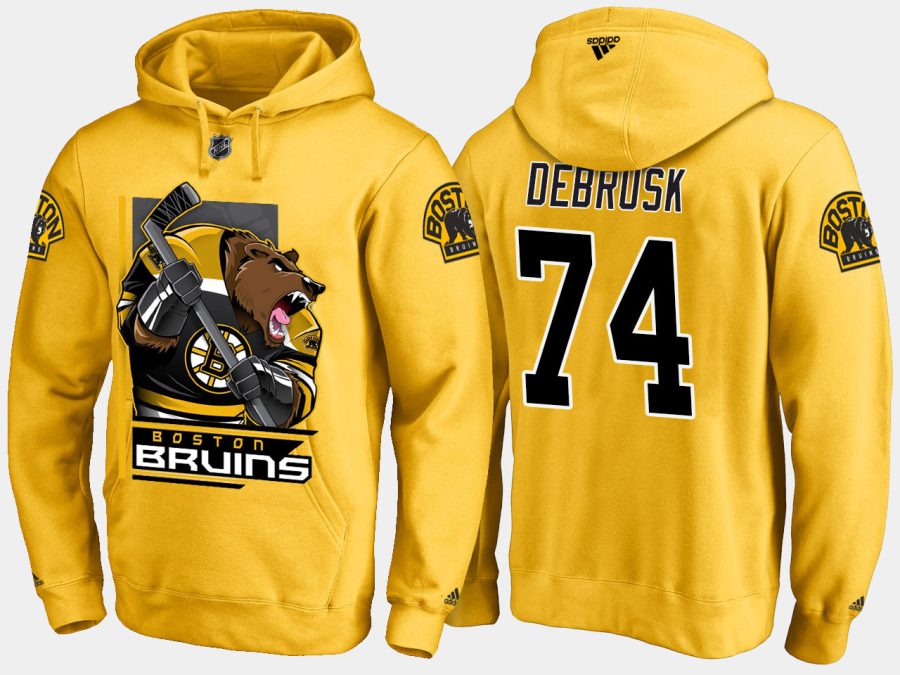 bruins jake debrusk cartoon team color gold hoodie