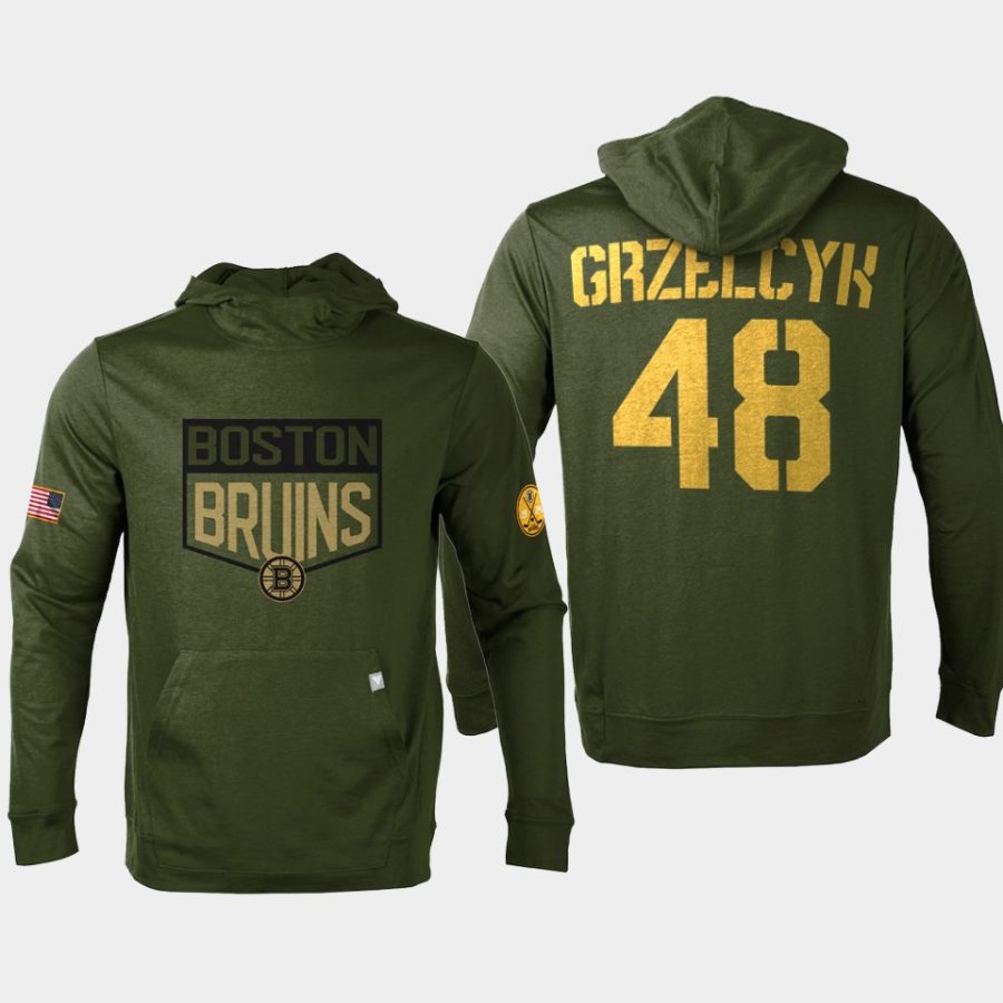 bruins matt grzelcyk olive 2022 salute to service levelwear pullover hoodie