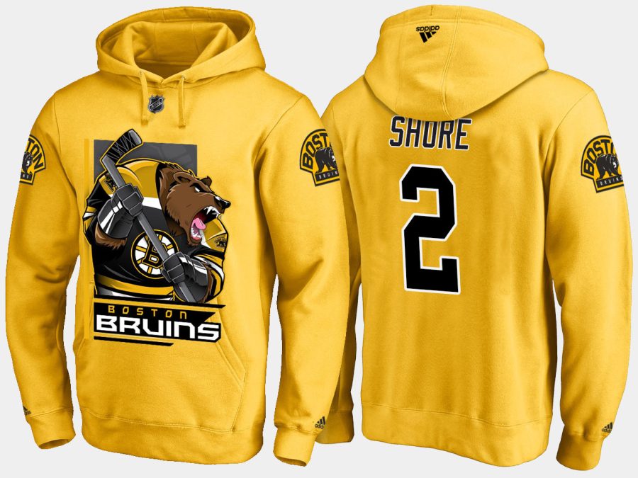 bruins retirededdie shore cartoon team color gold hoodie