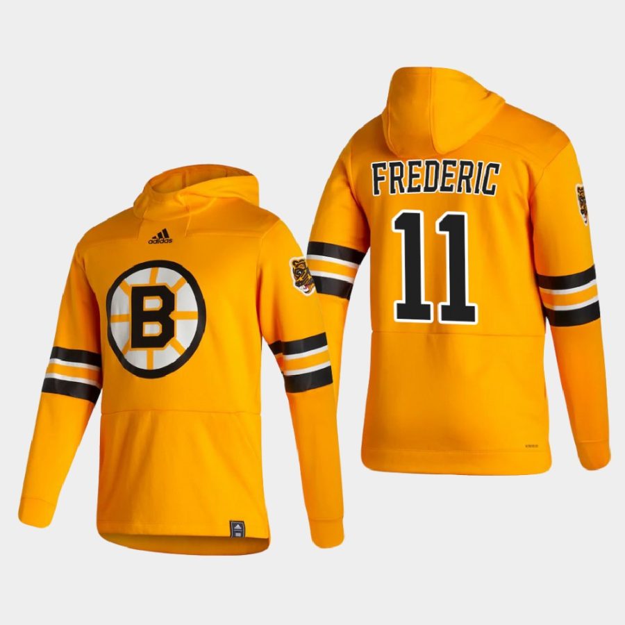 bruins trent frederic gold 2021 reverse retro authentic pullover hoodie