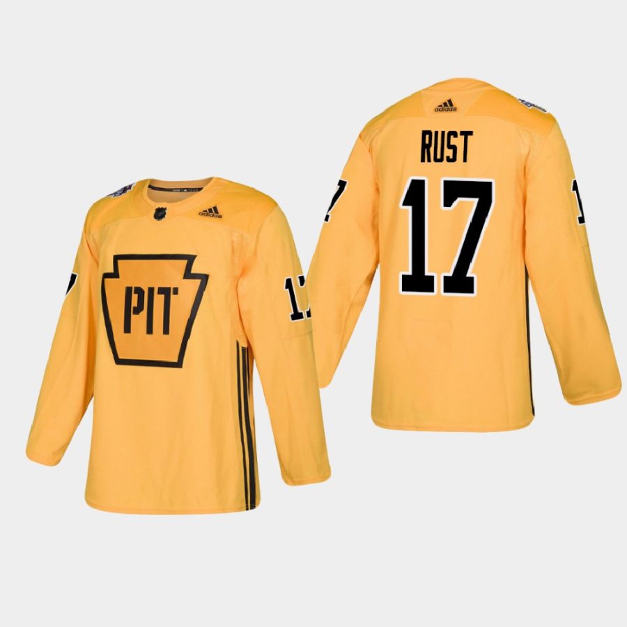 bryan rust penguins gold practice authentic jersey