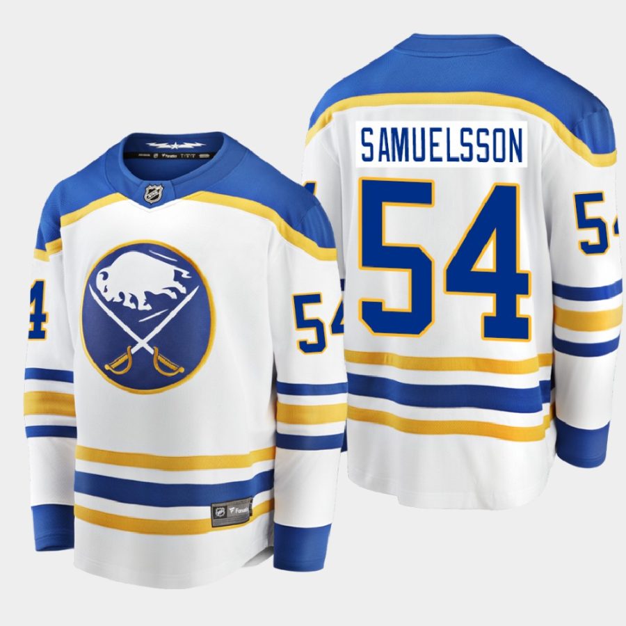 buffalo sabres mattias samuelsson away 2021 jersey white