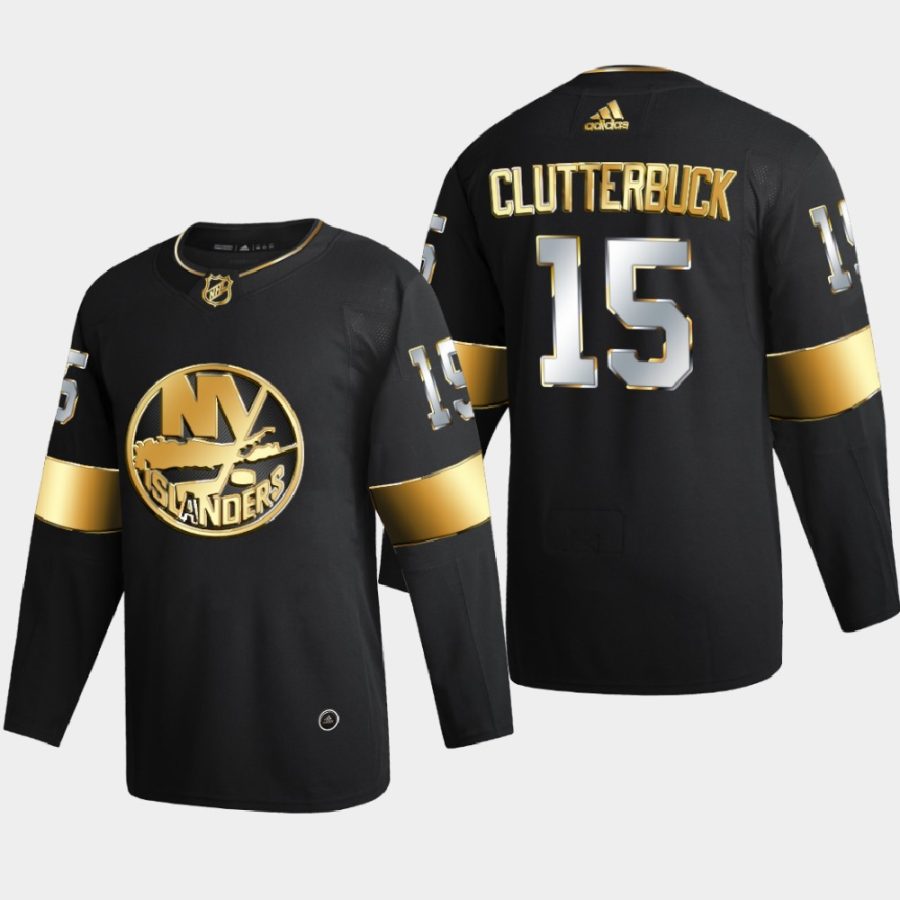 cal clutterbuck islanders black authentic golden limited edition jersey