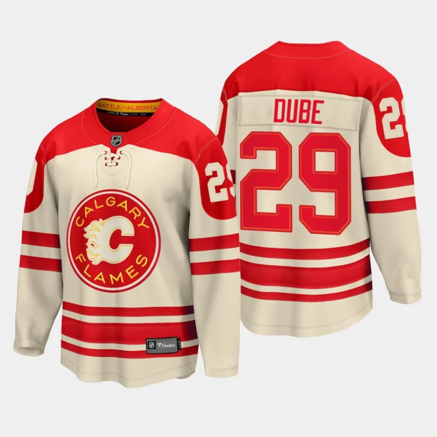 calgary flames dillon dube 2023 nhl heritage classic premier breakaway player jersey cream