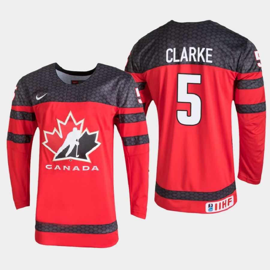 canada brandt clarke 2021 iihf u18 world championship jersey red