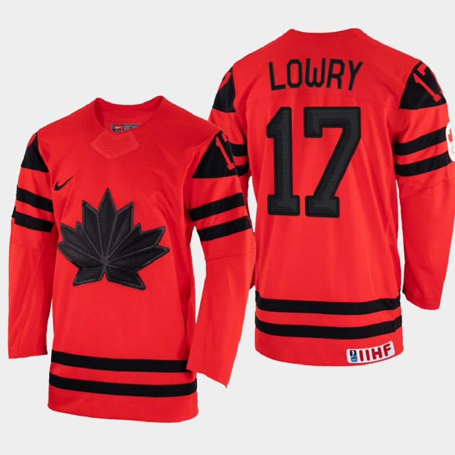 canada hockey adam lowry 2022 iihf world championship away jersey red