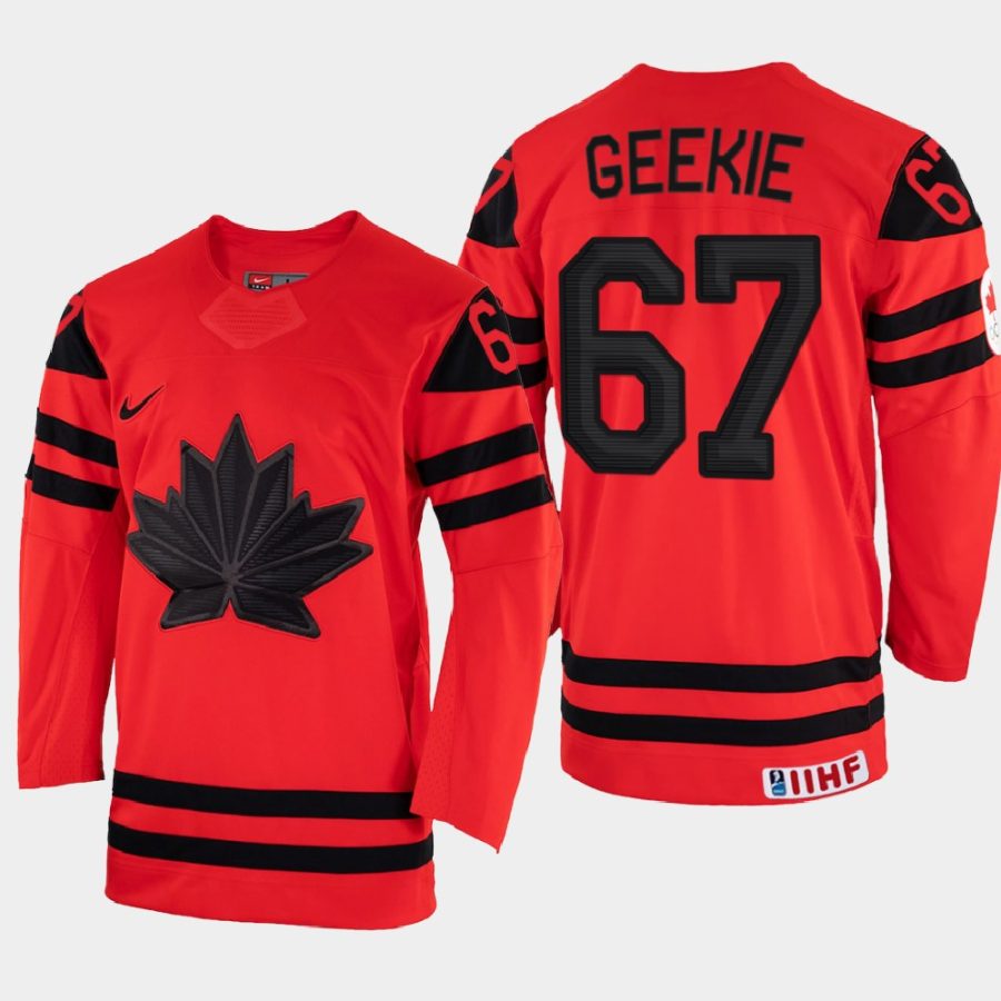 canada hockey morgan geekie 2022 iihf world championship away jersey red