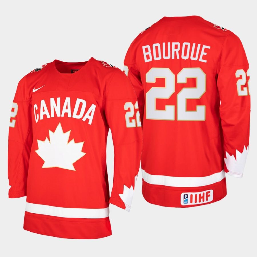 canada team mavrik bourque 2021 iihf world junior championship heritage limited jersey red